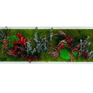 Tableau végétal avec feuillages verts et rouges