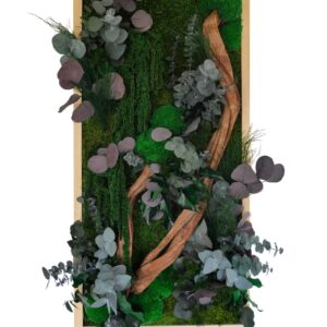 Tableau végétal avec végétaux verts et violets