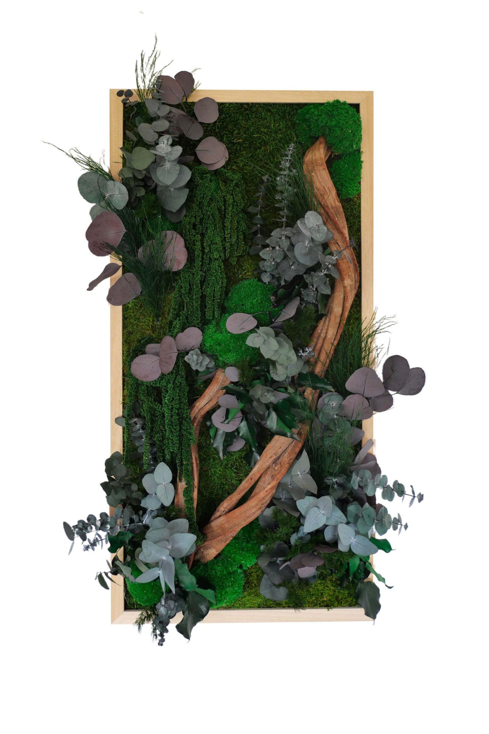 Tableau végétal avec végétaux verts et violets