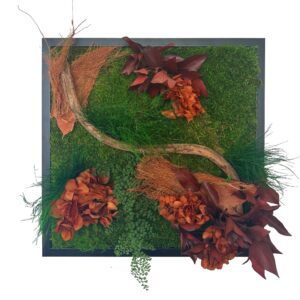 Tableau végétal avec végétaux verts et rouges