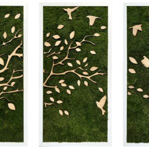 Triptyque végétal avec dessin d'arbre