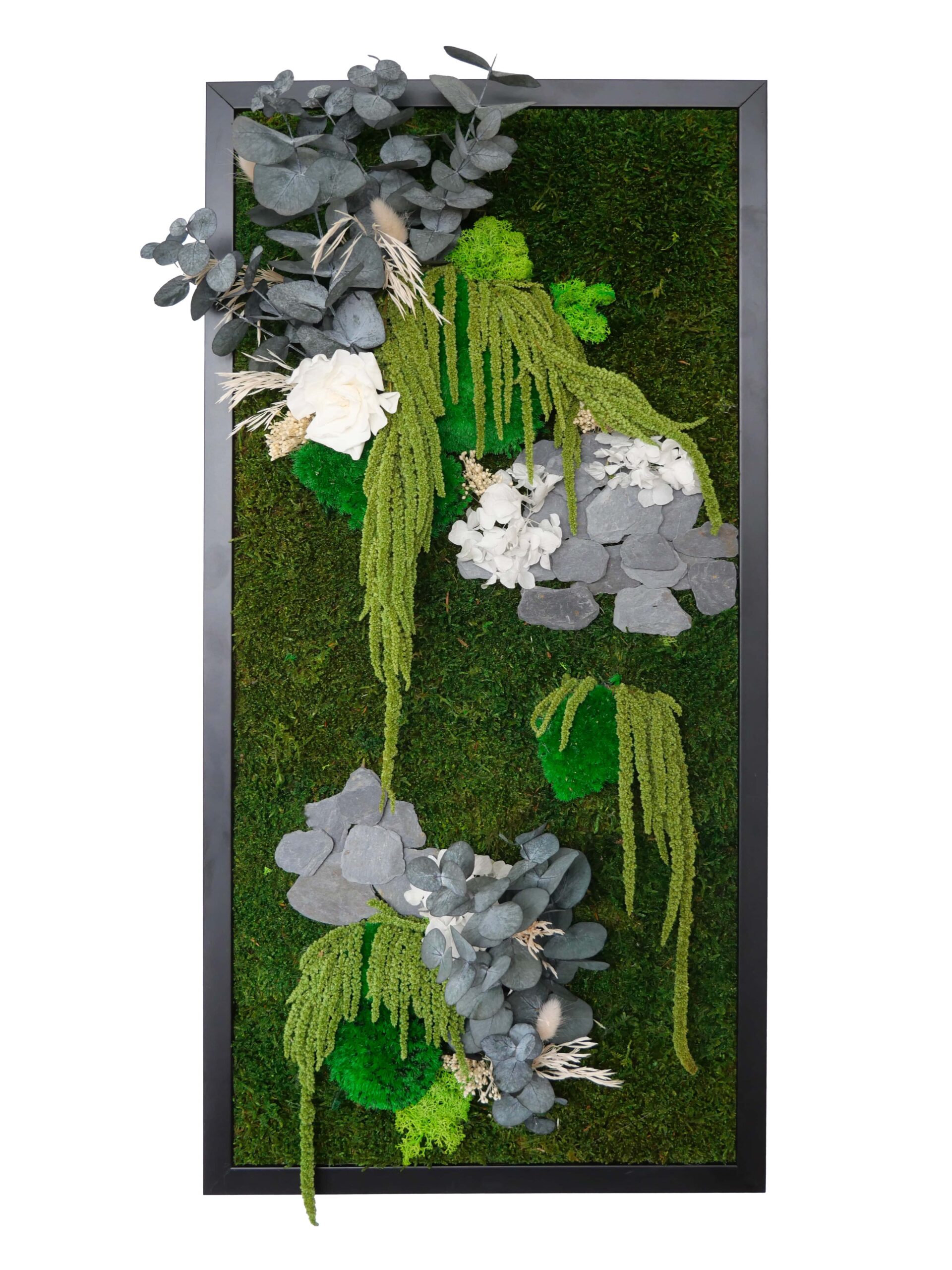 Tableau végétal avec végétaux verts et blancs