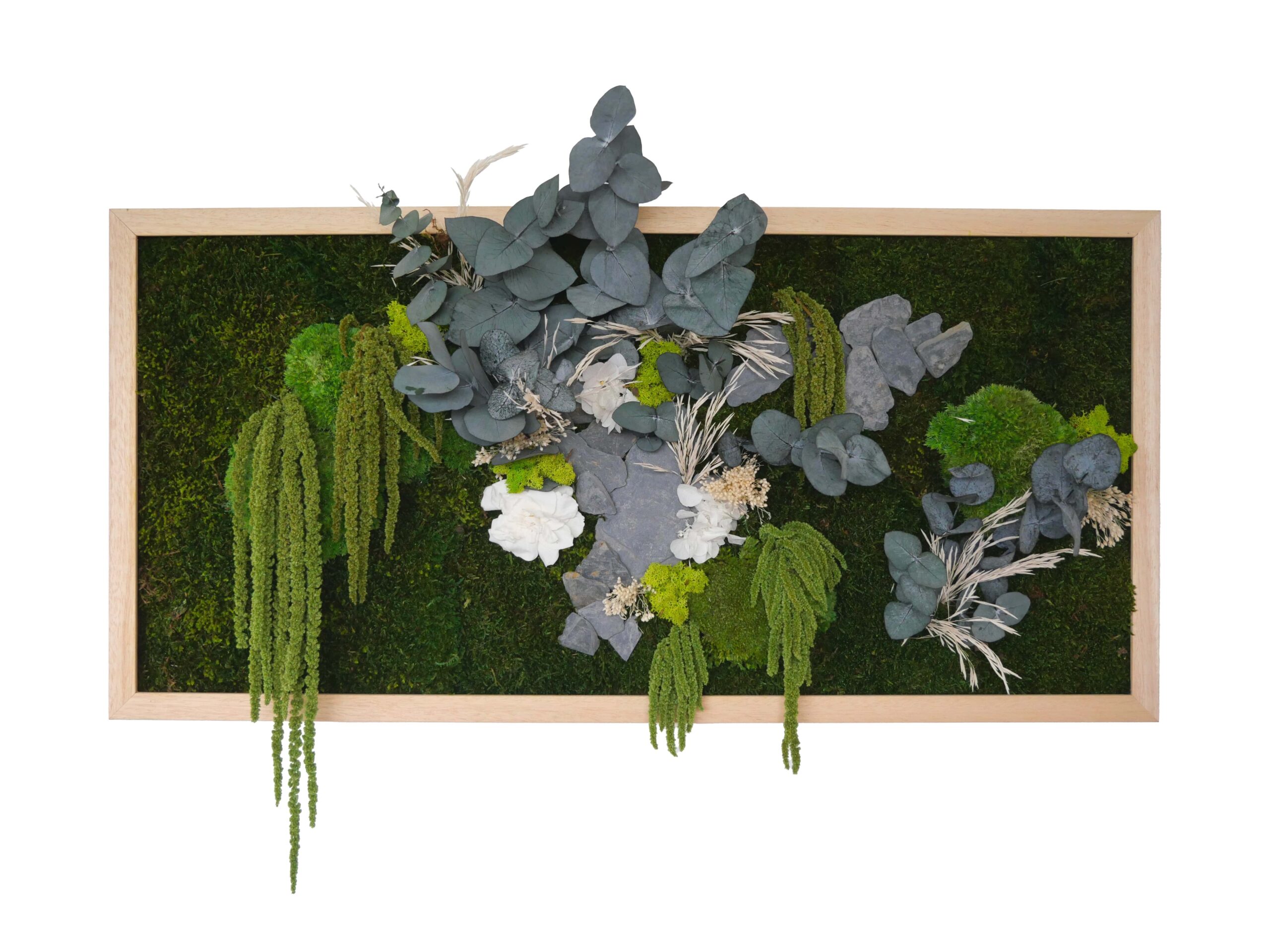 Tableau végétal avec végétaux verts et blancs