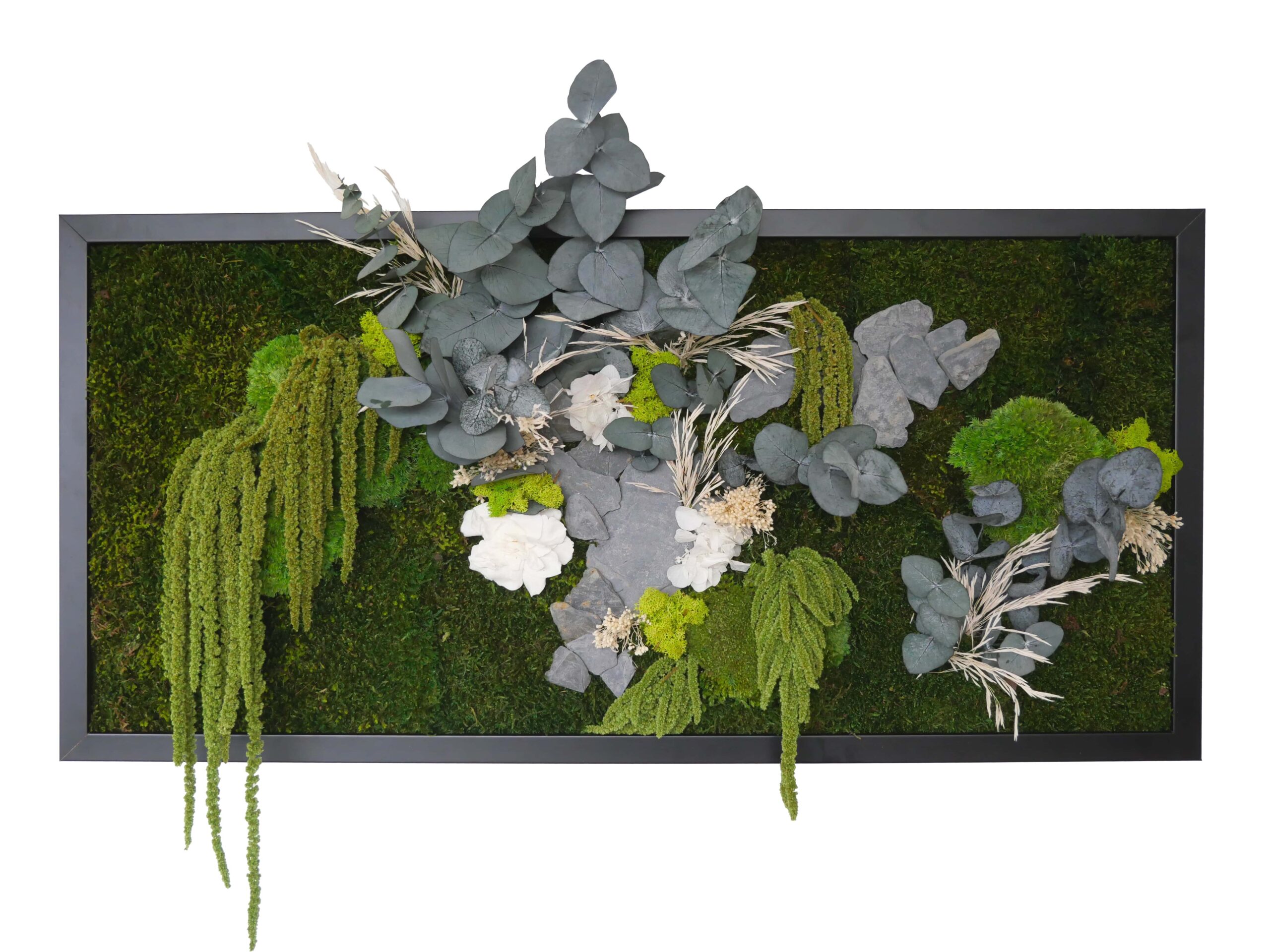 Tableau végétal avec végétaux verts et blancs