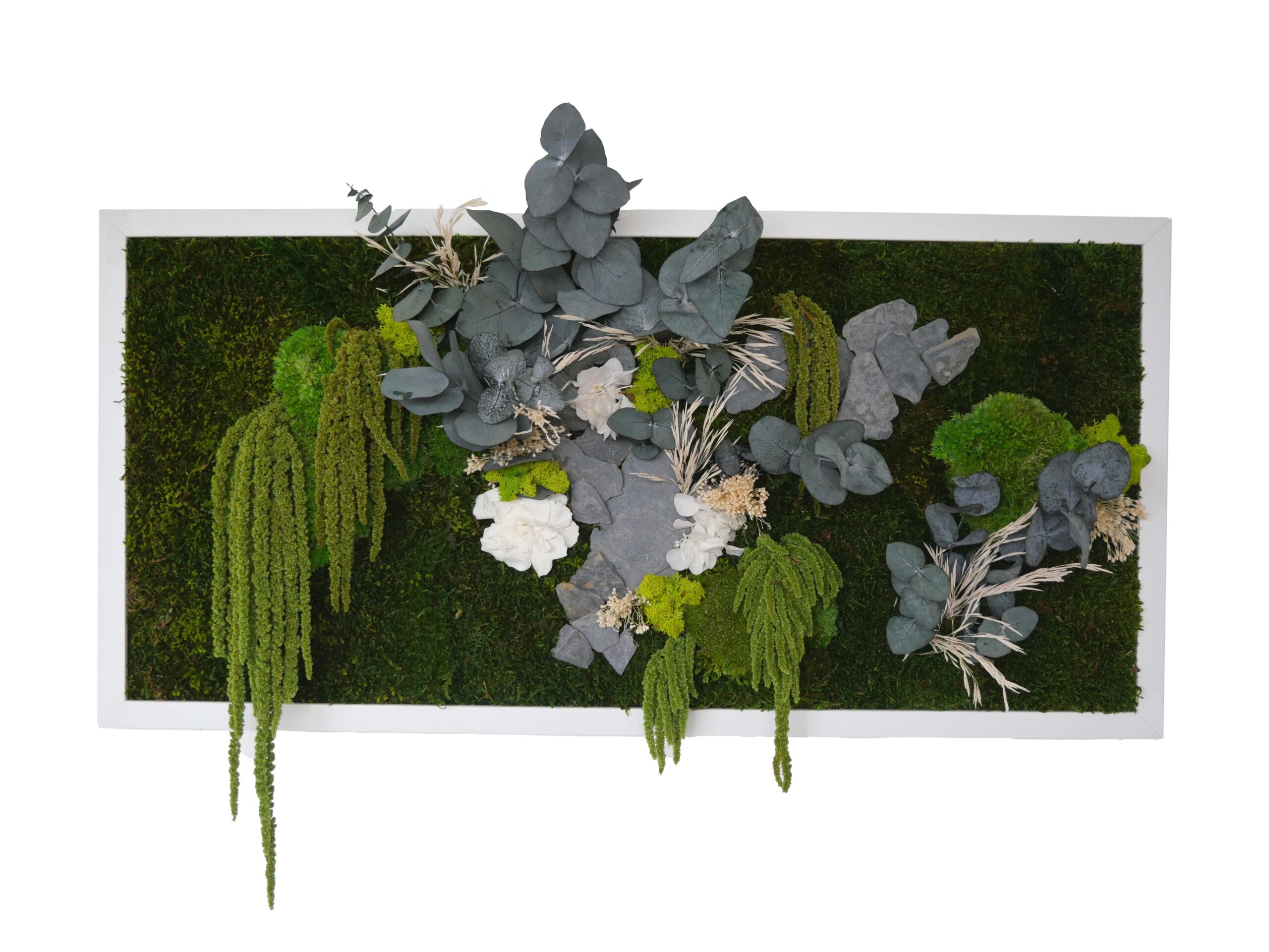 Tableau végétal avec végétaux verts et blancs