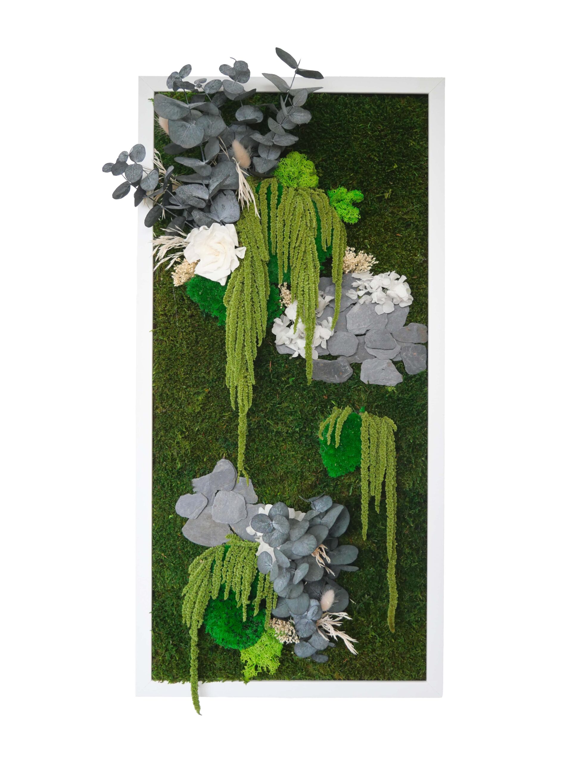Tableau végétal avec végétaux verts et blancs