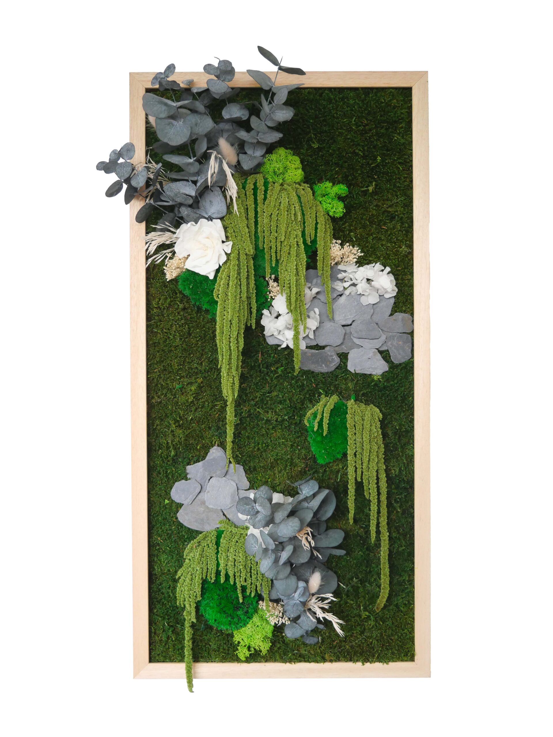 Tableau végétal avec végétaux verts et blancs