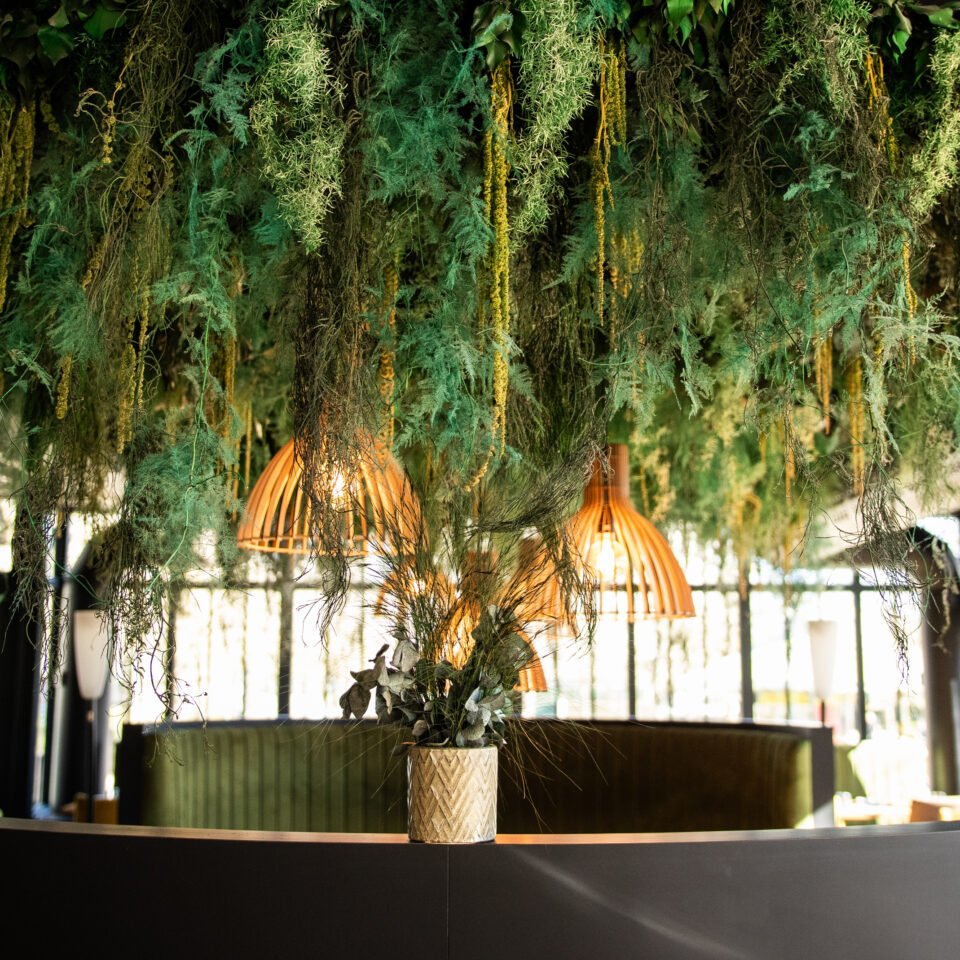 Plafond végétal stabilisé restaurant – Le Mail Angers